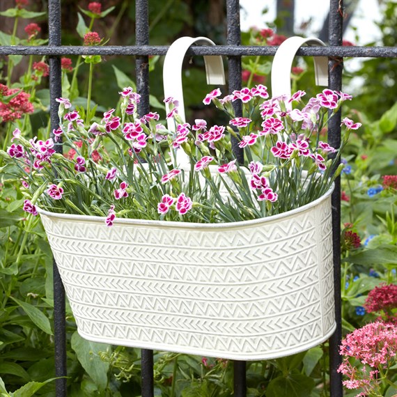 Smart Garden 12Inch Fence & Balcony Hanging Planter Aztec Ivory (6030372)