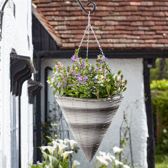 Smart Garden 14 Inch Wychwood Faux Rattan Garden Hanging Cone (6021053)