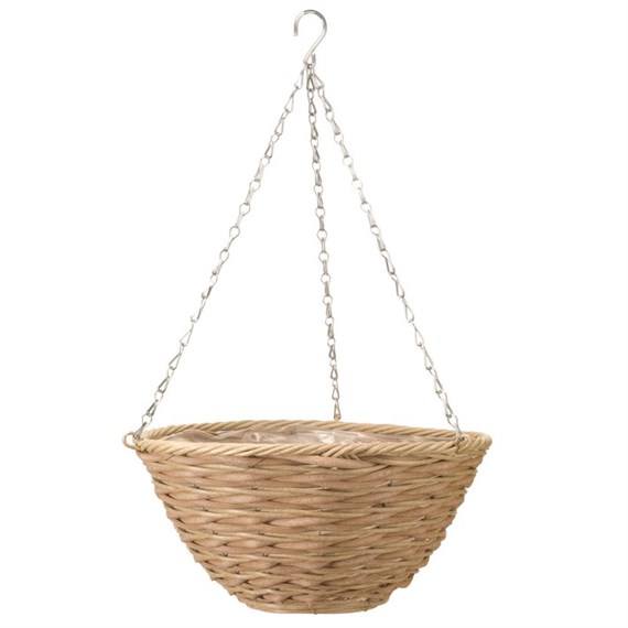 Smart Garden 14Inch Mocha Faux Rattan Basket Hanging Basket (6021028)