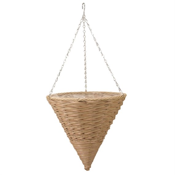 Smart Garden 14Inch Mocha Faux Rattan Cone Hanging Basket (6021029)