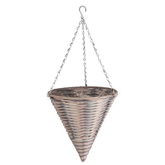 Smart Garden 14Inch Oceana Faux Rattan Cone Hanging Basket (6020164)