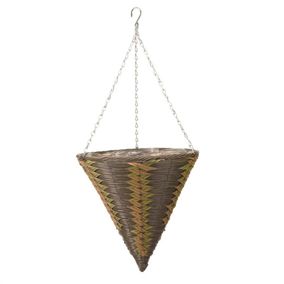 Smart Garden 14Inch Safari Faux Rattan Cone Hanging Basket (6021033)