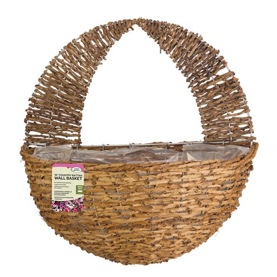 Smart Garden 16Inch Country Rattan Wall Basket Natural (6020053)