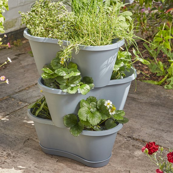 Smart Garden 67cm Stackable Garden Planters Slate (6031000)