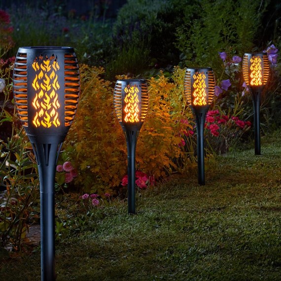 Smart Garden Compact Flaming Torch - Black 4 Pack Solar Lights (1012021)