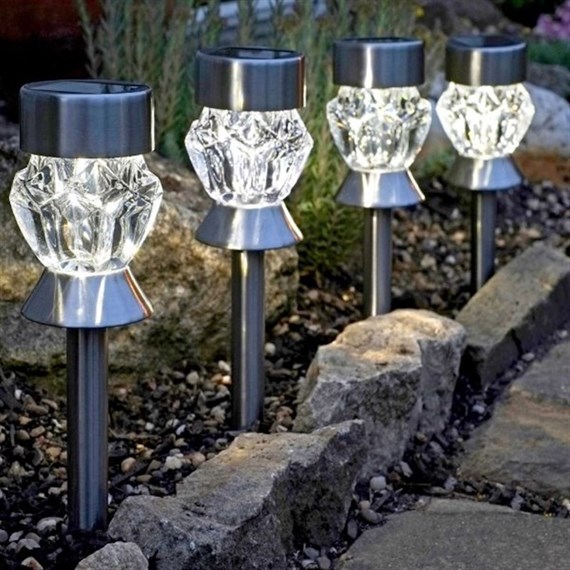 Smart Garden Crystal Stainless Steel Stake Light Glass Solar Stake Lights (1011541)