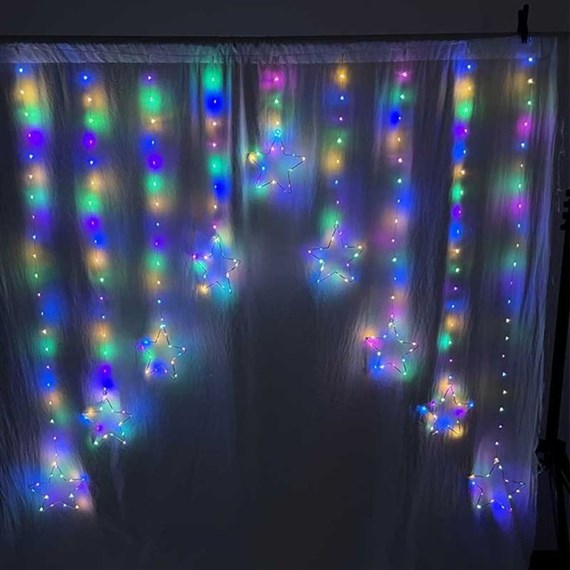 Three Kings 1.2m Curtain String Christmas Lights Star Multi Coloured (2514003)