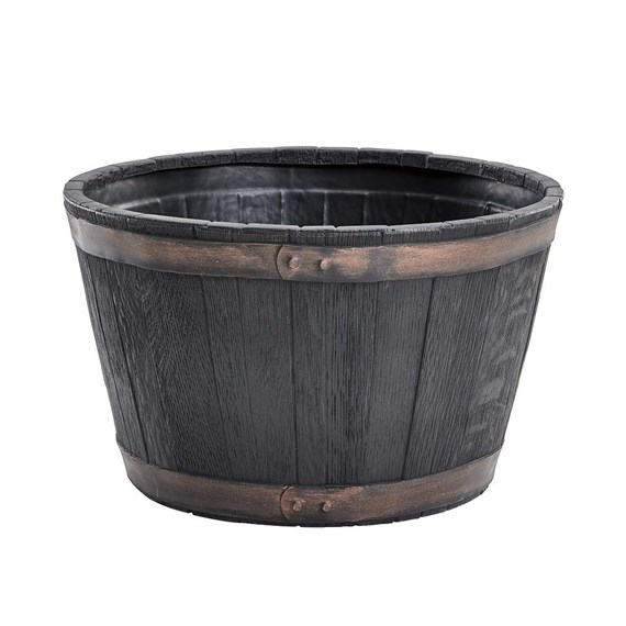 Strata Extra Large Oakwood Barrel Planter 62.5cm (GN654-BLK-ST)
