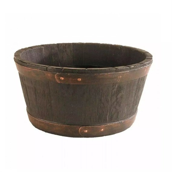 Strata Oakwood Barrel Planter 50cm (GN653-BLK-ST)