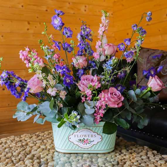 Summery Flower Tin Floral Arrangement 