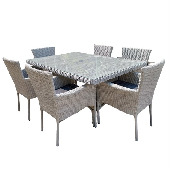 Sunnii Capri Grey 6 Seat Rectangular Outdoor Garden Furniture Set