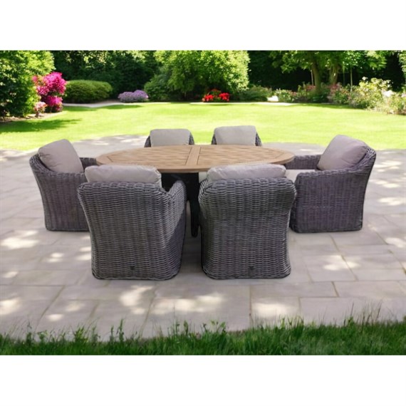 Sunnii Carmel 6 Seat Oval Outdoor Garden Furniture Set