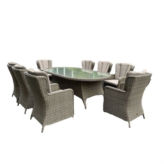 Sunnii Lifestyle Elba Beige 8 Seat Oval Outdoor Garden Furniture Dining Set (683 N)