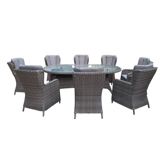 Sunnii Lifestyle Elba Grey 8 Seat Oval Outdoor Garden Furniture Dining Set (683 G)