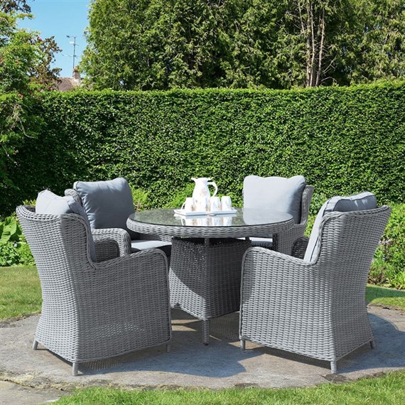 Sunnii Lifestyle Santorini Grey 4 Seat Outdoor Garden Furniture Dining Set