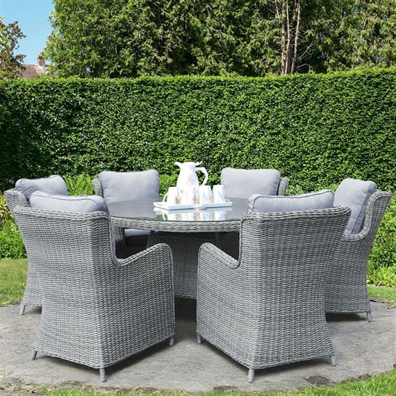 Sunnii Lifestyle Santorini Grey 6 Seat Outdoor Garden Furniture Dining Set