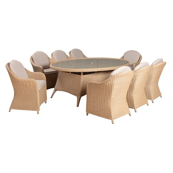 Sunnii Sardinia Beige 8 Seat Elliptical Outdoor Garden Furniture Set