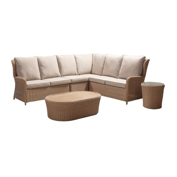 Sunnii Sardinia Beige L-Shape Corner with Coffee Table Outdoor Garden Furniture Set