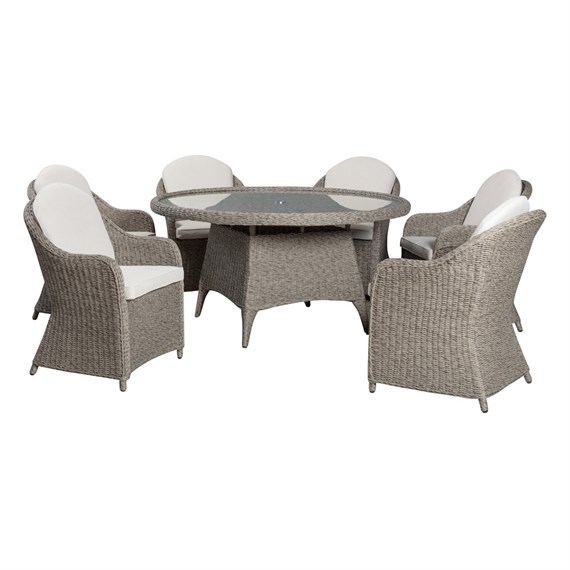 Sunnii Sardinia Grey 6 Seat Round Outdoor Garden Furniture Set