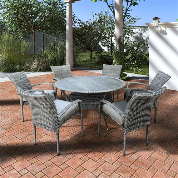 Supremo Athena 6 Seat Round Outdoor Garden Furniture Dining Set (765938)