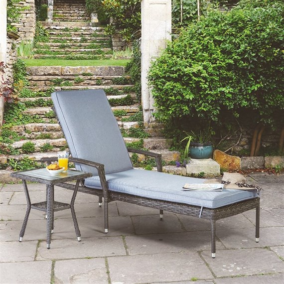 Supremo Athena Lounger & Side Table Outdoor Garden Furniture (840460)