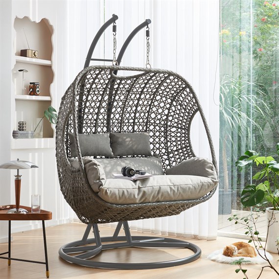 Supremo Double Hanging Outdoor Garden Furniture Egg Chair - Black/Flint (Grey) (C50.041.11.15.0)