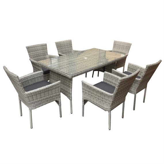 Supremo Littleton Grey 6 Seat Rectangular Outdoor Garden Furniture Dining Set