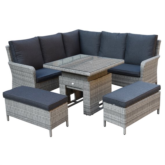 Supremo Littleton Grey Mini Modular Outdoor Garden Furniture Set with Adjustable Table
