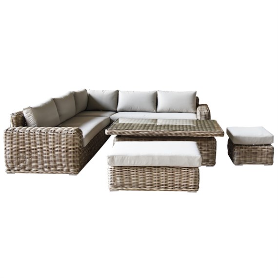 Supremo Marlow Corner Modular Outdoor Garden Furniture Set with Stools