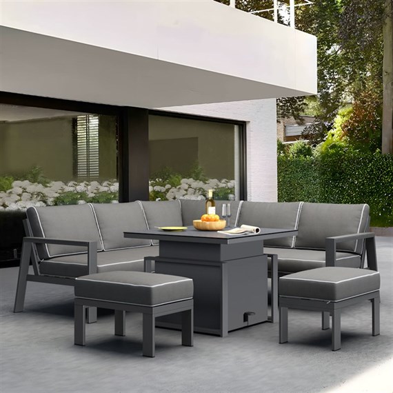 Supremo Melbury Mini Outdoor Garden Furniture Modular Set with Adjustable Table - Dark Grey (847946)