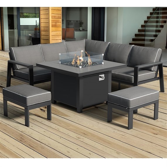 Supremo Melbury Mini Modular Outdoor Garden Furniture Set With Fire Pit - Dark Grey (862321)