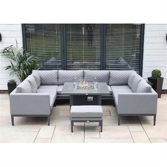 Supremo Mirfield U-Shape Modular Outdoor Garden Furniture Set with Firepit Table (X29.901.04.11.05)