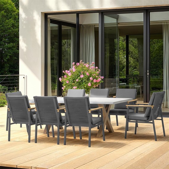 Supremo Polperro 8 Seat Rectangular Dining Outdoor Garden Furniture Set
