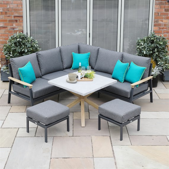 Supremo Polperro Mini Mod Corner Outdoor Garden Furniture Set with Stools