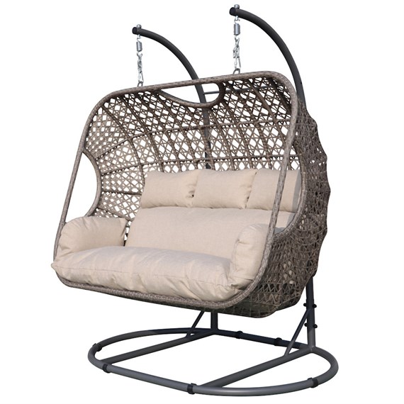 Supremo Triple Hanging Outdoor Garden Furniture Egg Chair - Stone Leather/Wheat (Beige) (C50.045.22.18.0)