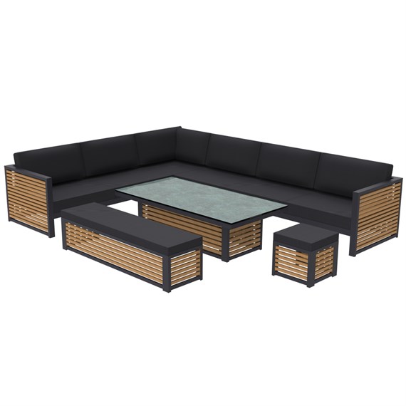 Supremo Vermont Rectangular Corner Modular Outdoor Garden Furniture Set (X84.776.04.36.05)