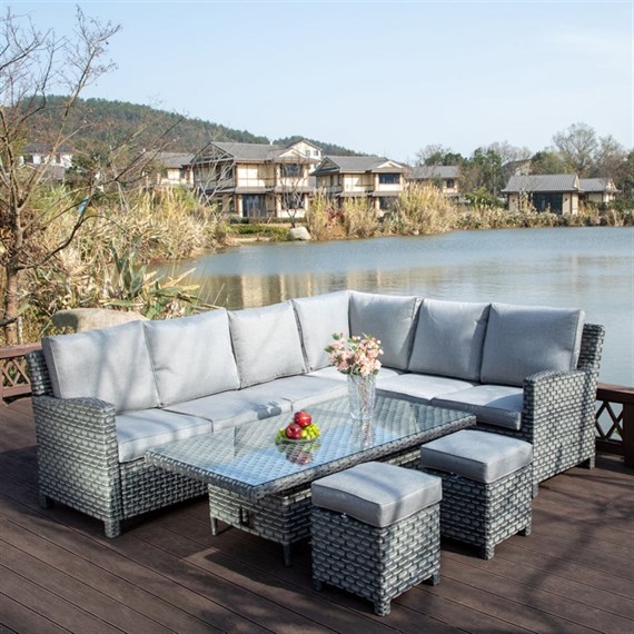 Supremo Winchester Corner Modular Outdoor Garden Furniture With Adjustable Table