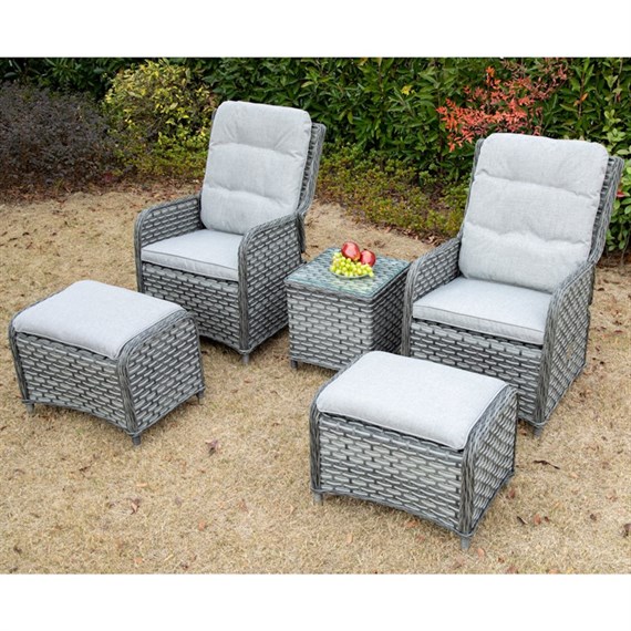 Supremo Winchester Storm Grey Dual Recliner Outdoor Garden Furniture Set