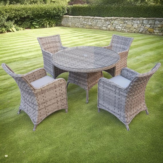 Supremo Winchester Stone 4 Seat Round Outdoor Garden Furniture Dining Set
