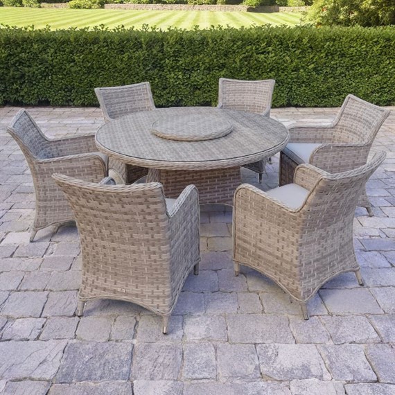 Supremo Winchester Stone 6 Seat Round Outdoor Garden Furniture Dining Set