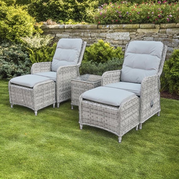 Supremo Winchester Stone Dual Recliner Outdoor Garden Furniture Set
