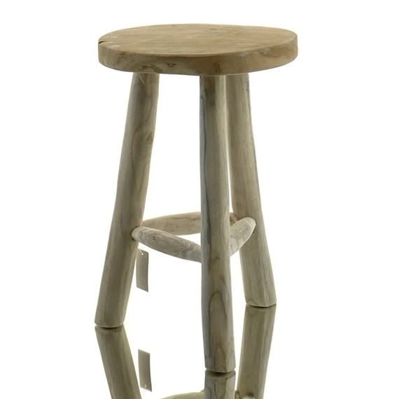 Teak Wood Natural Stool/Plant Stand (800659)