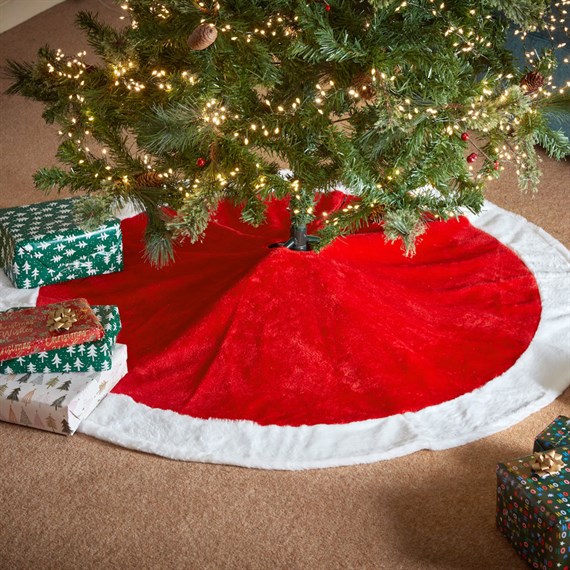 Three Kings 1.2m Traditional Red & White Christmas Tree Skirt Collar (2525007)