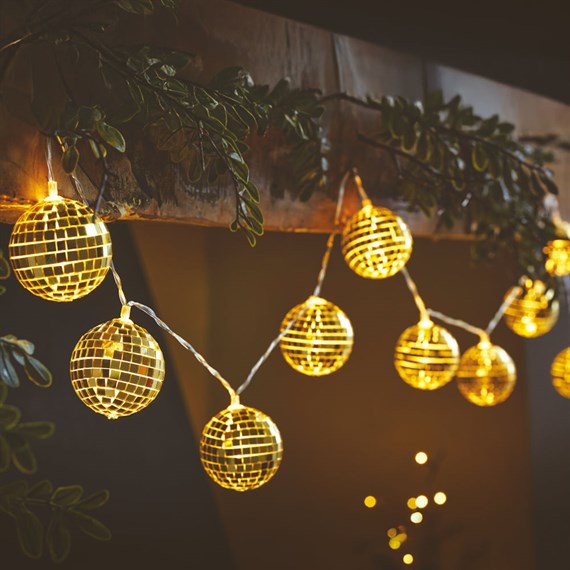 Three Kings 10 Glitter Ball Gold LED Christmas String Lights Set (2507009)