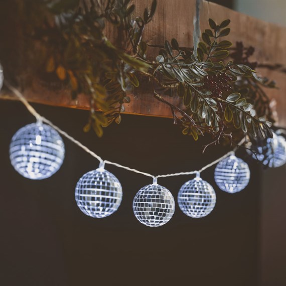 Three Kings 10 Glitter Ball Silver LED Christmas String Lights Set (2507008)