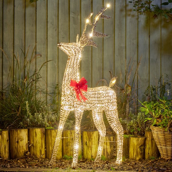 Three Kings 95cm Gold Glitter Twist Light Up Christmas Reindeer Decoration (2506030)