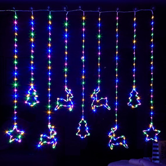 Three Kings 120cm LED Festive Multi Coloured Christmas Curtain Lights (2514011)