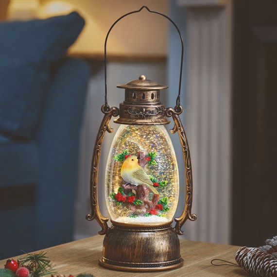 Three Kings 13cm Festive Robin Light Up Water Christmas Lantern (2537116)