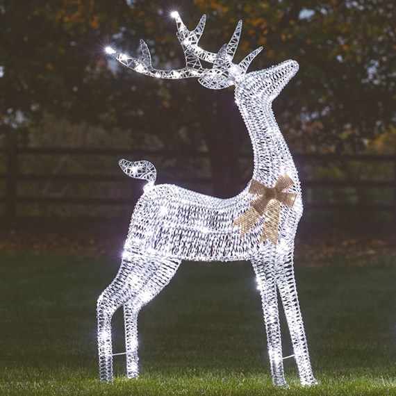 Three Kings 140cm Silver Glitter Twist Light Up Christmas Reindeer Decoration (2506050)