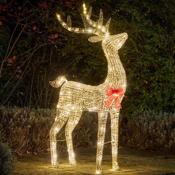 Three Kings 220cm Gold Glitter Twist Light Up Christmas Reindeer Decoration (2506047)